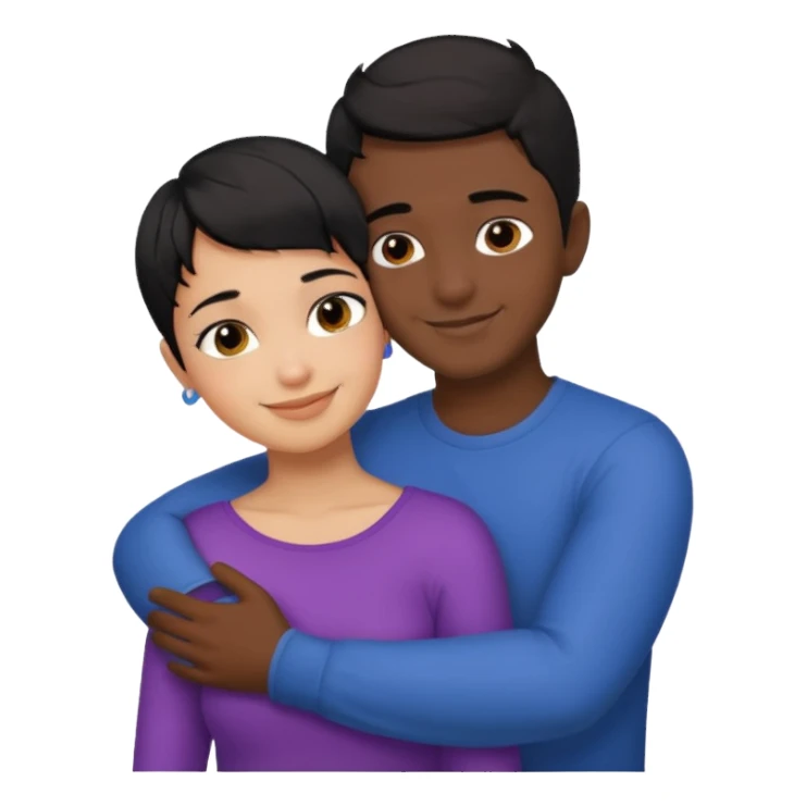 Hot latino man hugging girl black hair pixie cut sticker