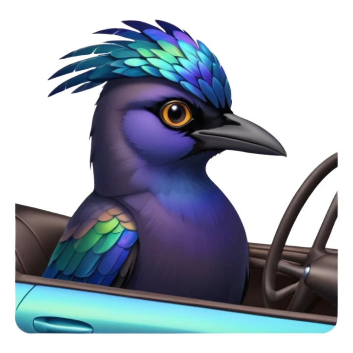 Grackle driving a car sticker