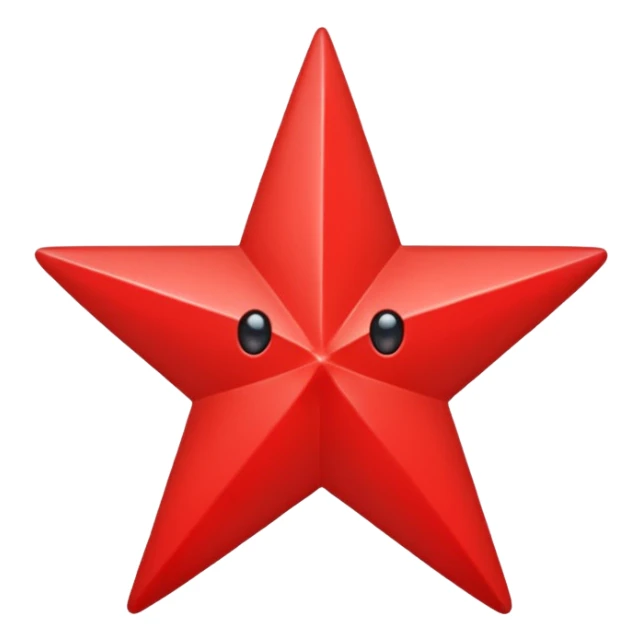 I want a all red star with 5 points no curves either a blank color red star sticker