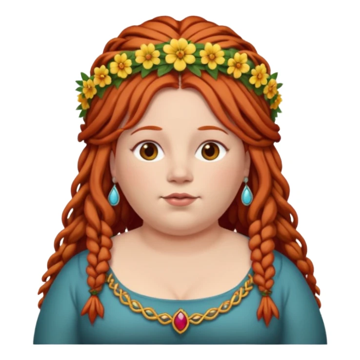 fat redhead woman with dreadlocks and floral tiara sticker