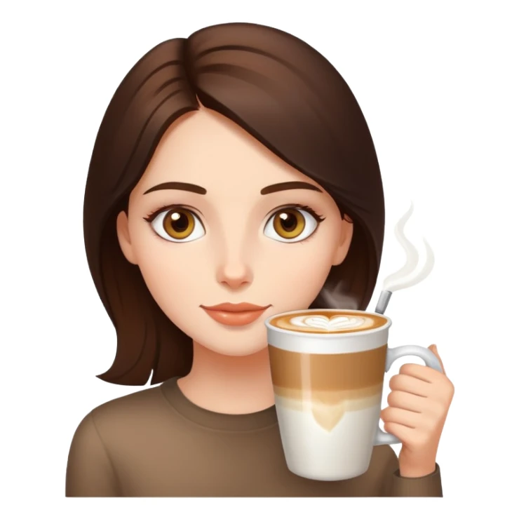 brunette girl with hazel eyes drinking latte sticker