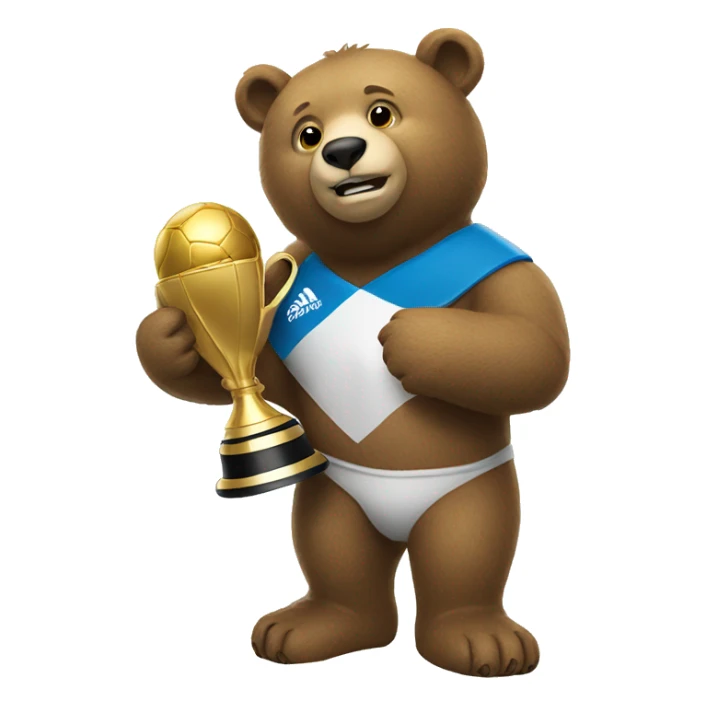 A pola bear holding a World Cup trophy  sticker