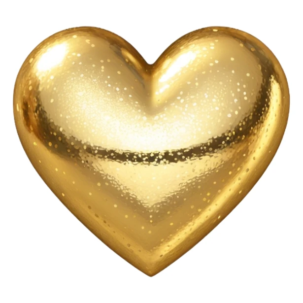 Change the glittery silver color heart with a subtle gradient and no border to a glittery gold color heart with a subtle gradient and no border. Keep the background transparent. Maintain the style and subtle gradient effect of the original heart. sticker