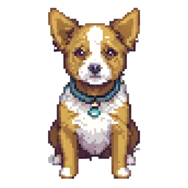 Toto the dog from Wizard of Oz, highly pixelated, front-facing pose sticker