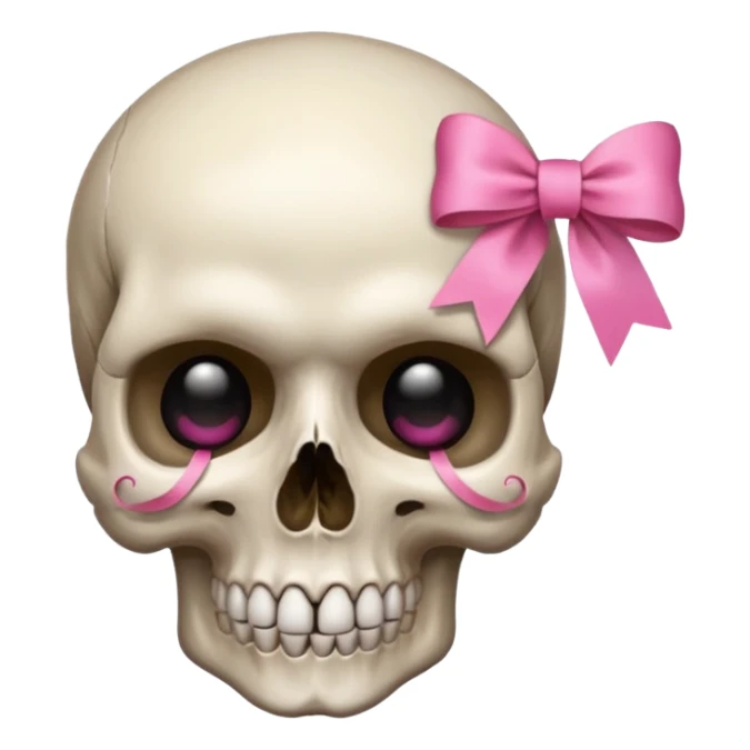 A skull with a small pink ribbon on the side of its head sticker