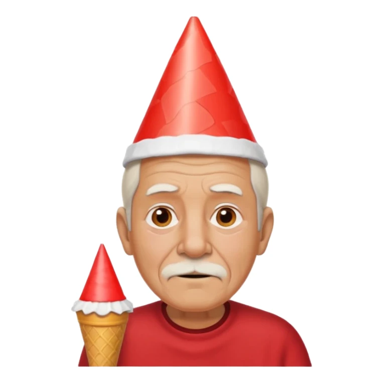 old man with red shirt and birthday cone on his head sticker