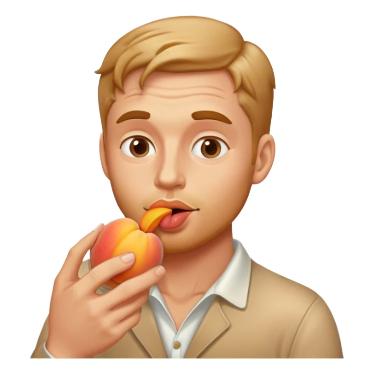 White Man kissing and eating a cream peach in hand sticker