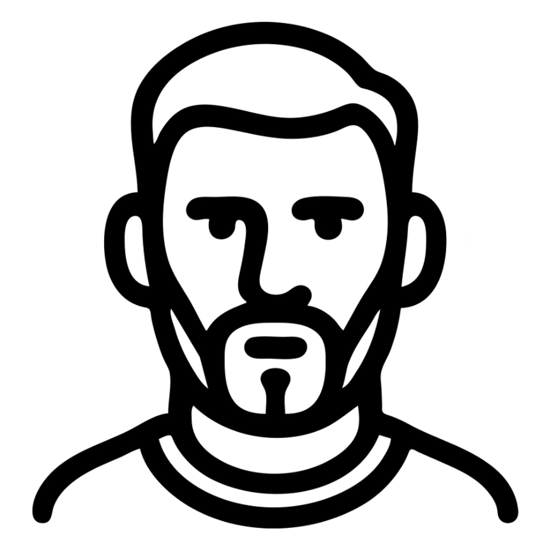 simplified Messi face icon, Airbnb category style, just outline and key feature, very thick lines, no text sticker