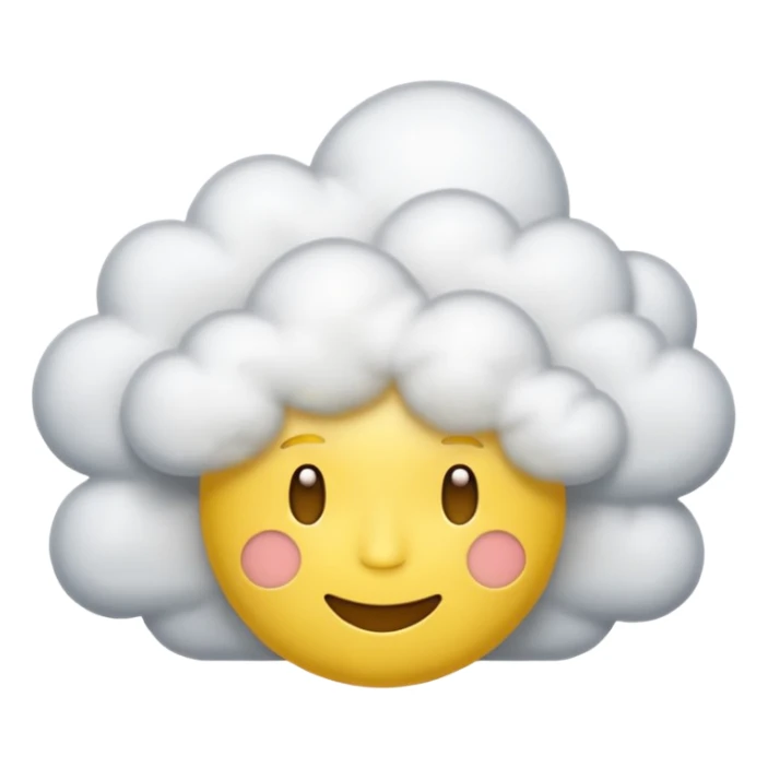 clouds spinning around the head of a yellow face emoji that looks spaced out sticker