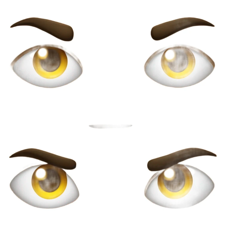 Angry emoyi jellow dot eyes only on one side beside and behind eachother giving a look of annoyed brows pulled up lips pouting a bit emoyi look sticker