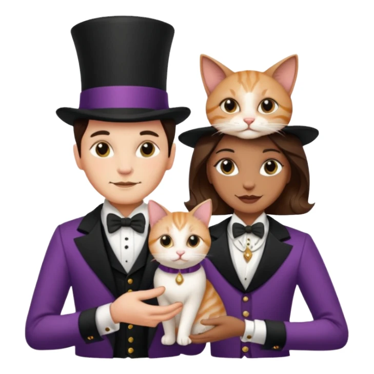 magician couple and their pet cat sticker
