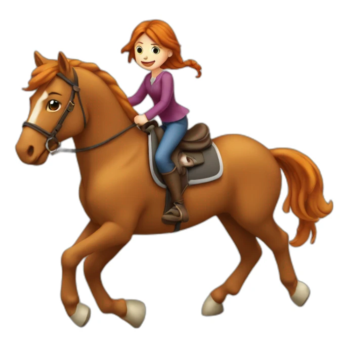 Fille rousse sur un cheval qui saute un obstacle sticker