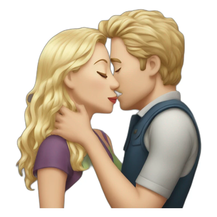kiss on mouth and cuddle white women and white man sticker