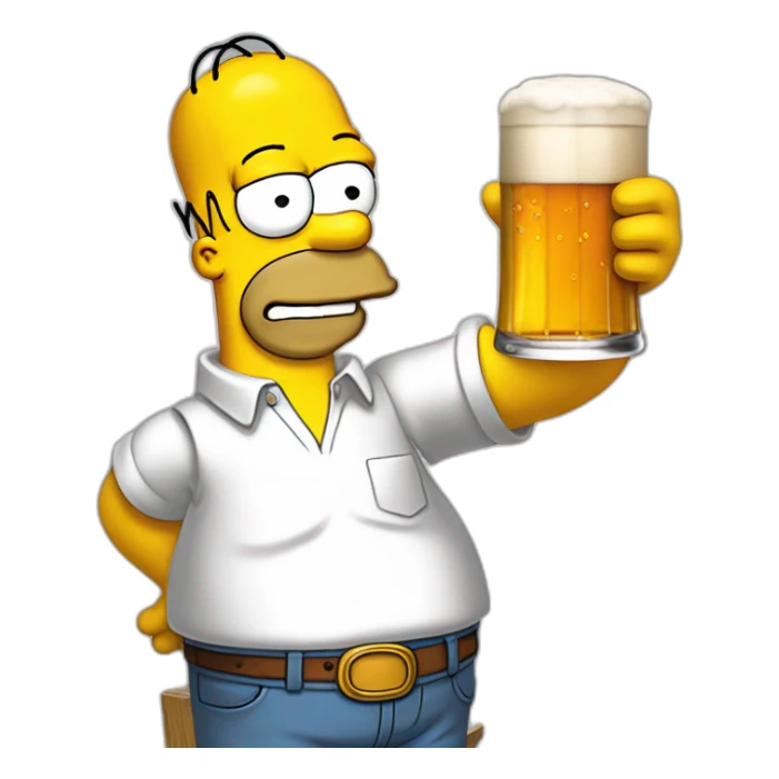 Homer Simpson qui boit une bière avec mario sticker