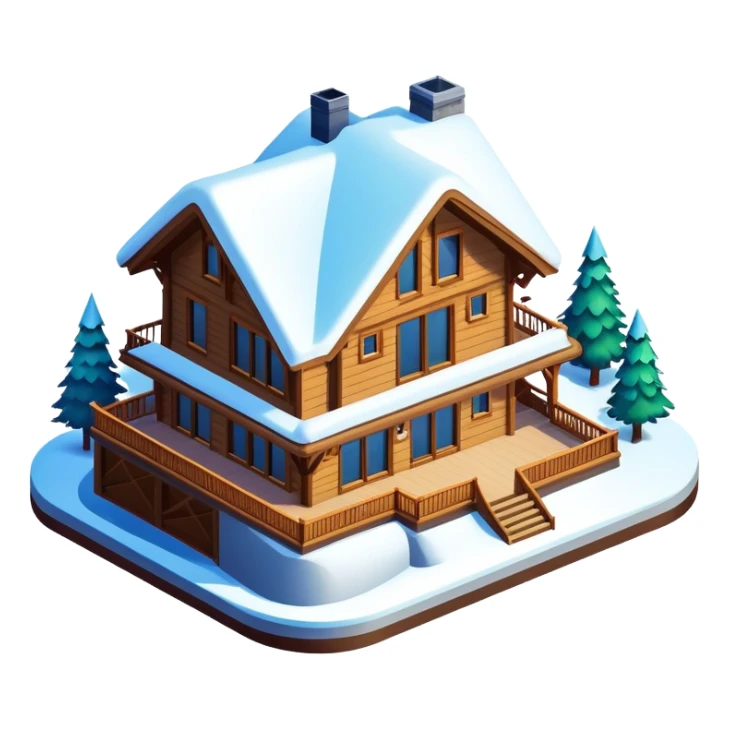 luxurious ski lodge isometric sticker