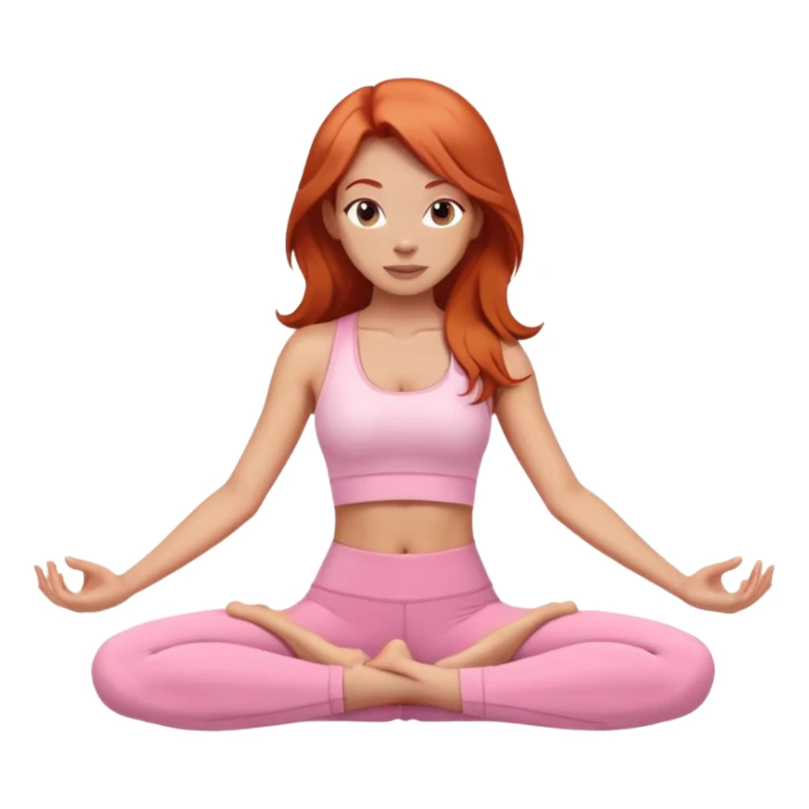 long red headed yoga girl light pink clothes  sticker