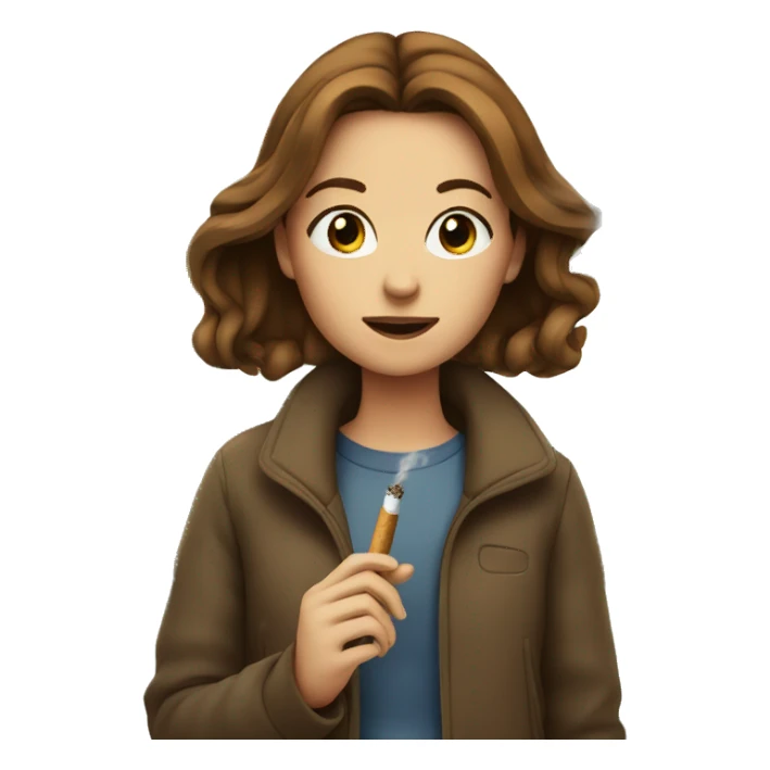 girl with brown hair outdoors smoking  sticker