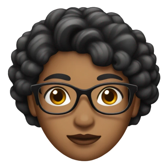 A woman with black hair short and fancy glasses doing 🤙 sticker