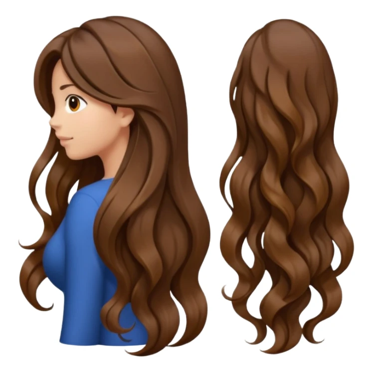 back view of long brown hair sticker
