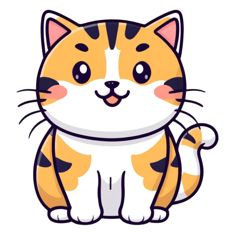 Cute tabby cat with white stomach, adorable expression, showing white belly fur sticker