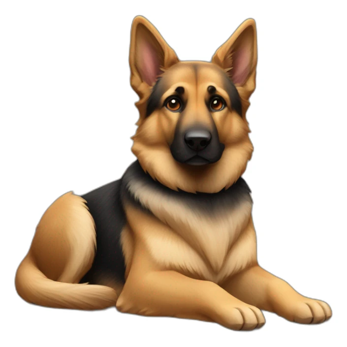 german-shepard-dog laying down with double coat fur and black colour fur on ears  sticker