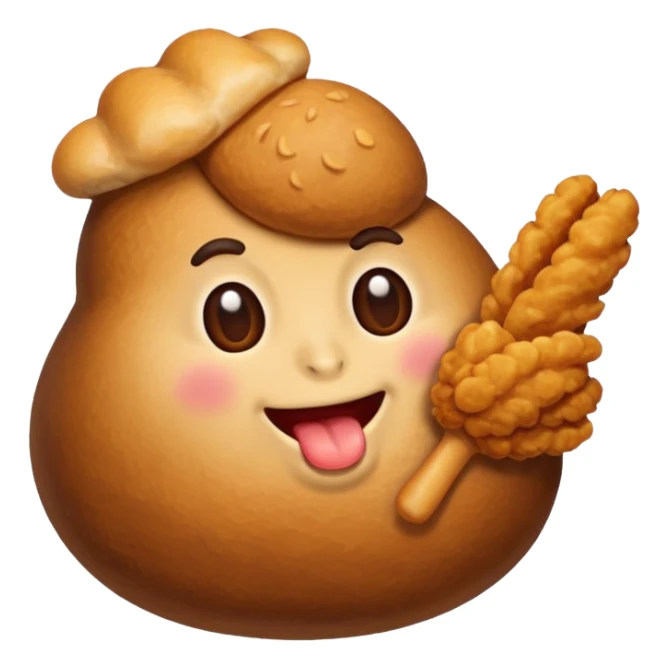 Poop emoji eating fried chicken sticker