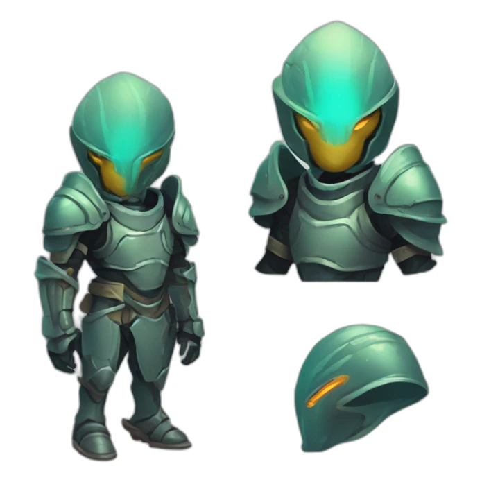 alien character wearing heavy armour futuristic roguelike rpg style inspired by slay the spire sticker