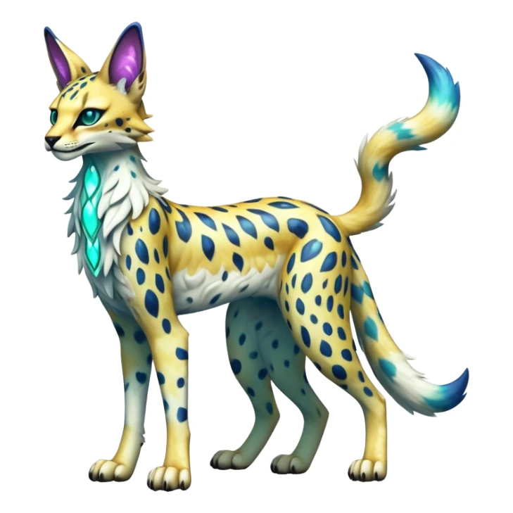 Epic Edgy Colorful ethereal eldritch Sergal-Serval-Vernid full body sticker