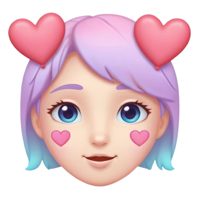 Aww face with love hearts above head sticker