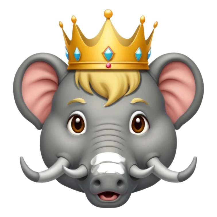 face of donald trump wearing a crown between an elephant face and a donkey face sticker