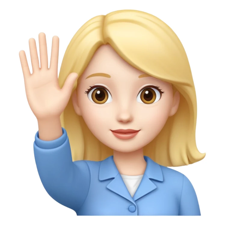 generate realistic detailed girl waving hi 3d style  sticker