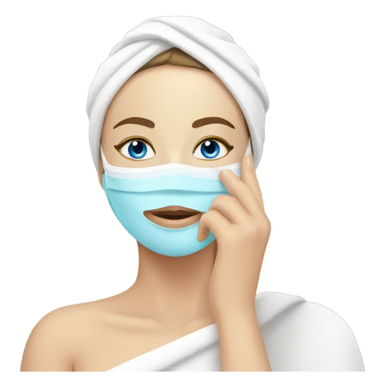 Lady with blue eyes face mask spa beauty full face relaxing sticker