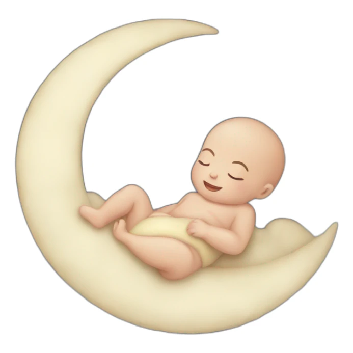 The newborn sleeps on the moon sticker