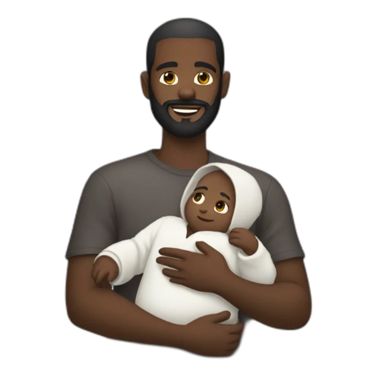 dark-skinned-bearded-man-holding-mask-of-baby-face sticker