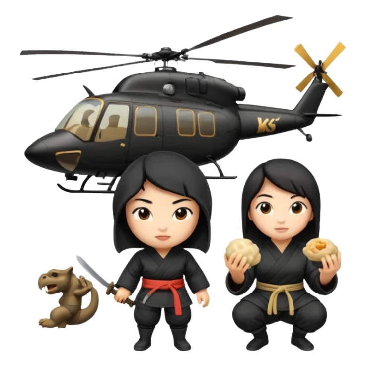 Ninja Asian King Kong dumpling girl helicopter sticker