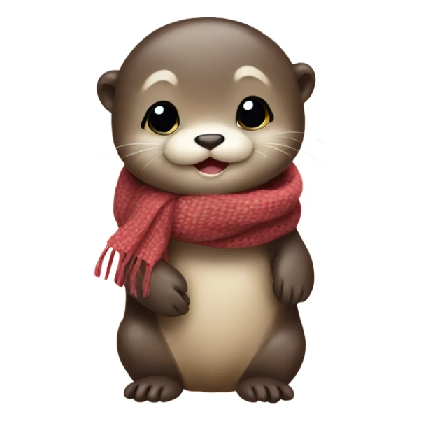 Cute baby otter. Wearing scarf. Full body.  sticker