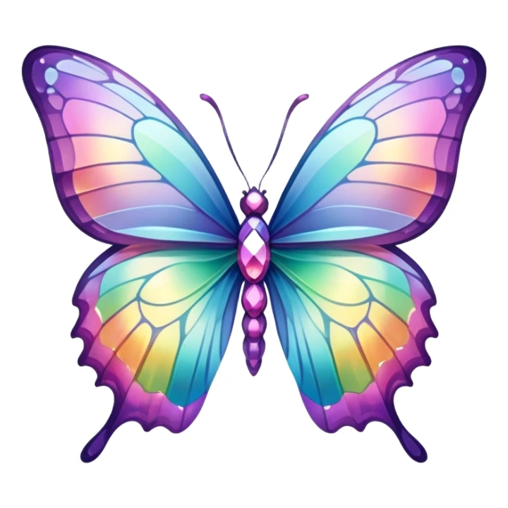 Pastel iridescent rainbow crystal butterfly sticker