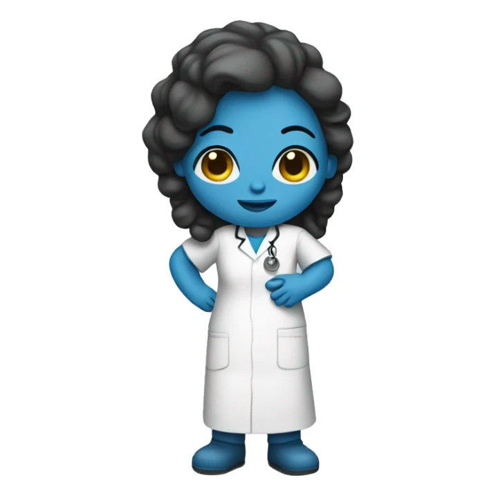pregnant surgeon with blue skin sticker