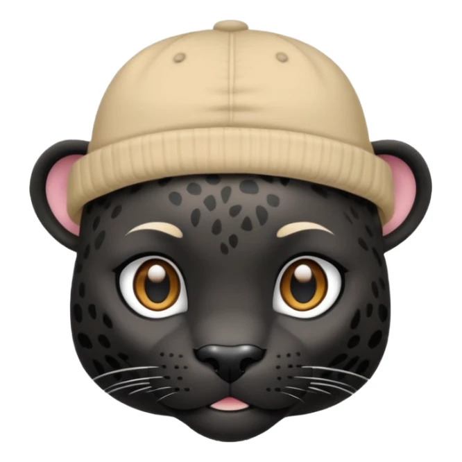 A black jaguar wearing a baby hat sticker