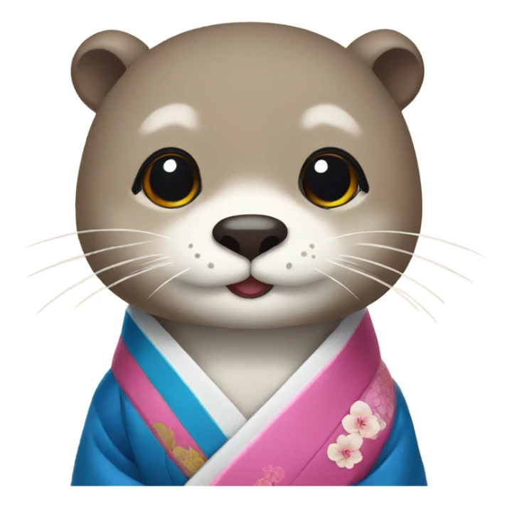 a otter face wearing traditional korean hanbok sticker