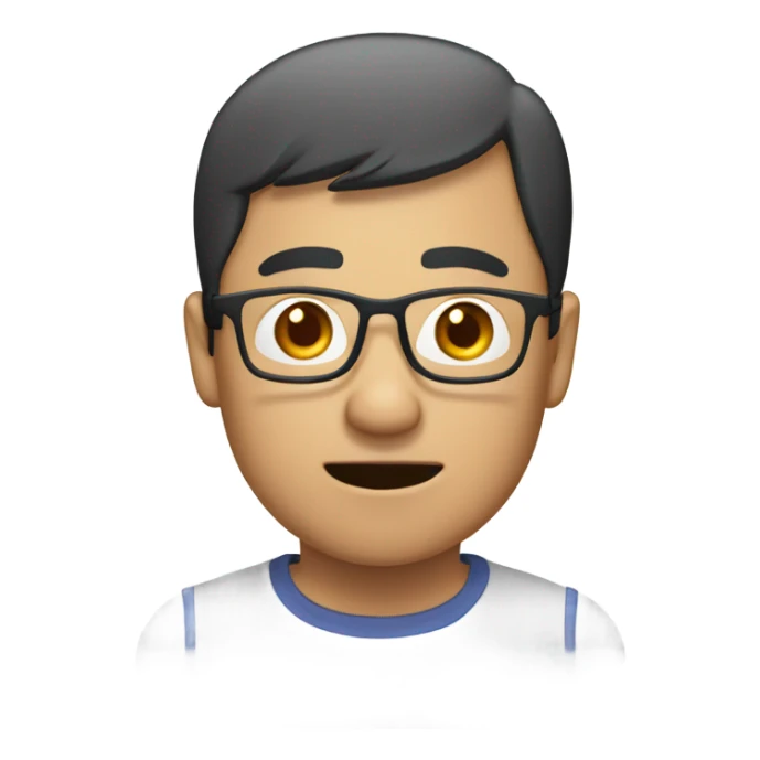  a 35-year old, male, bald Asian man, wearing glasses, confused, sticker