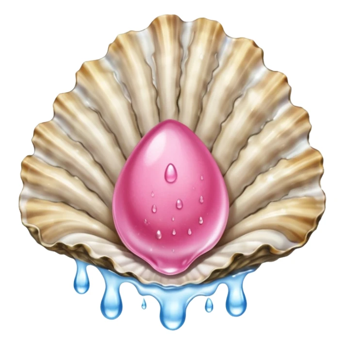 oyster with pink flesh and no shell spraying water droplets sticker
