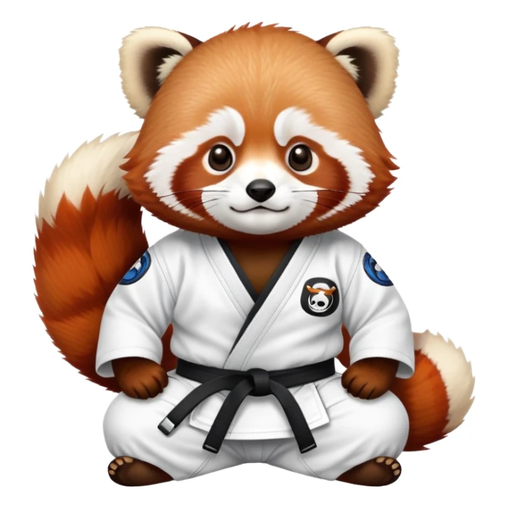 Red panda wearing a jiu jitsu gi white belt sticker
