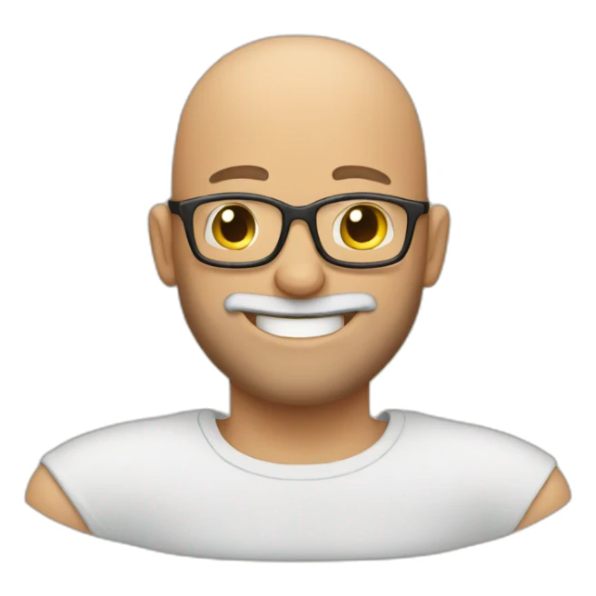 bald man with glasses and beard rubbing hands and smiling sticker