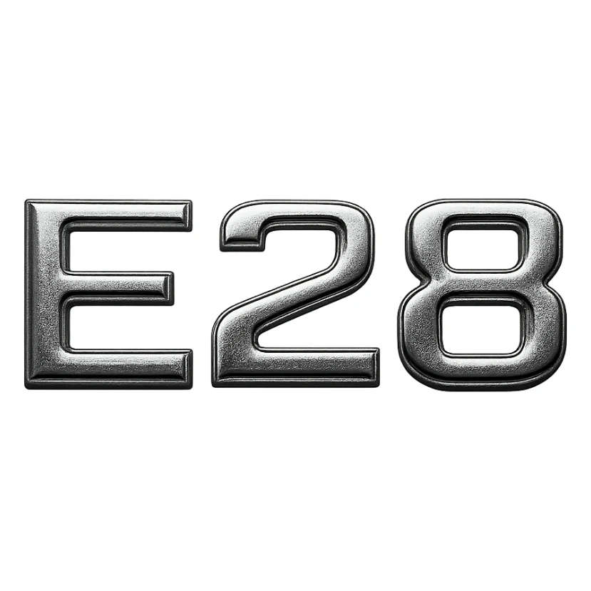 3D chrome letter 'E28' sticker