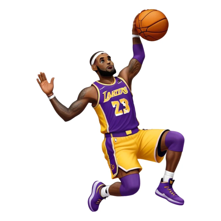 LeBron James basketball player in Lakers jersey dunking sticker