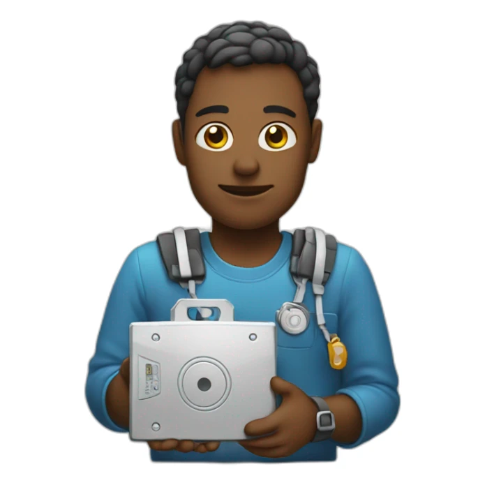 care emoji holding a hard drive  sticker