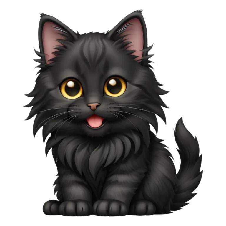 cinematic-yawning black-maine-coon-kitten-portrait-emoji,-head-tilted-playfully-and-inquisitively,-sleek--black-fur,-simplified-yet-adorable-features,-highly-detailed,-glowing-with-a-warm,-friendly-glow  sticker