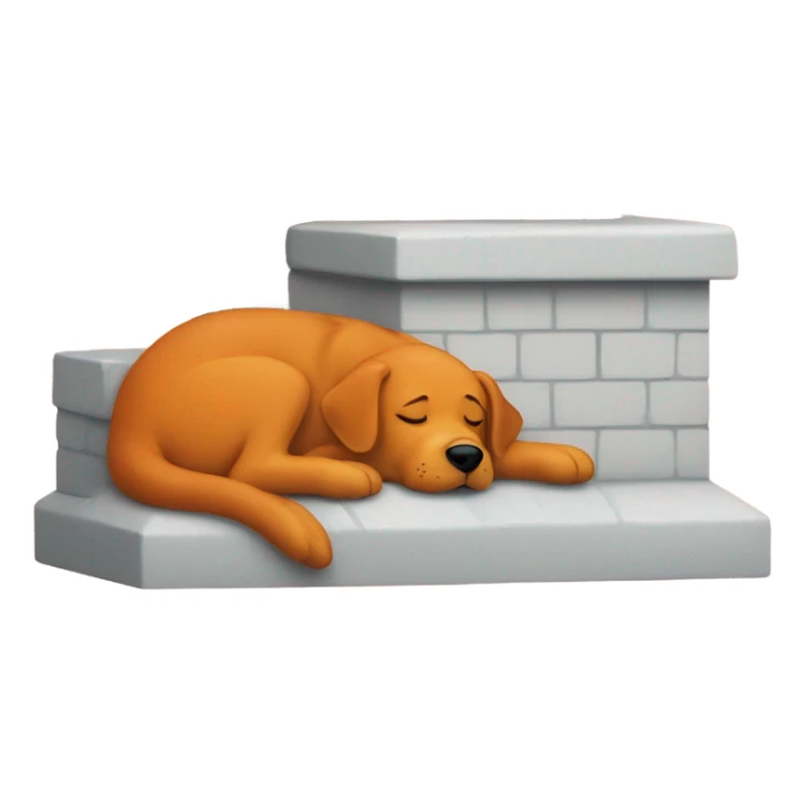 orange dog sleeping next to a chimney sticker