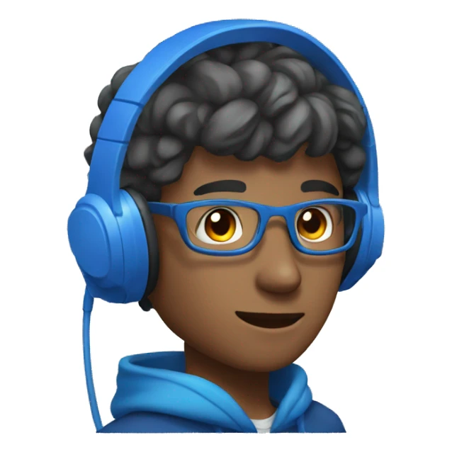 teen man with blue headset sticker